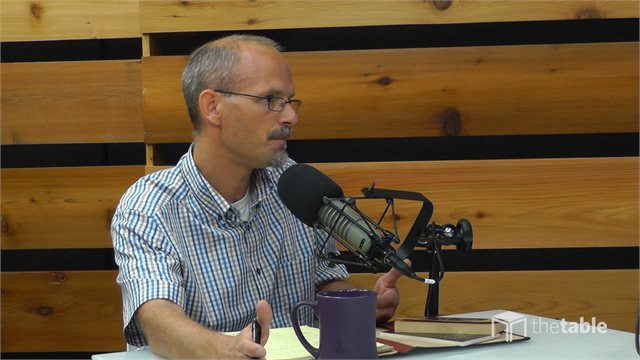 Dr. Svigel recording The Table podcast