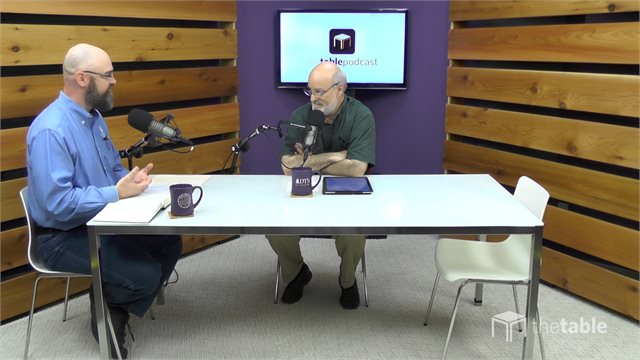 Dr. Bock and guest recording The Table podcast