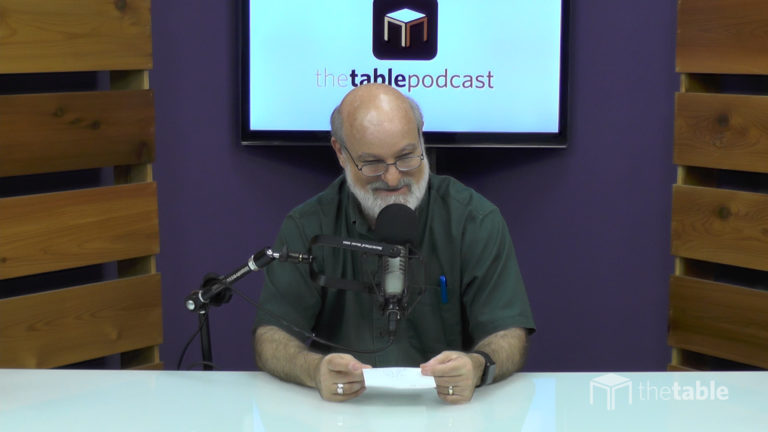 Dr. Bock recording The Table podcast