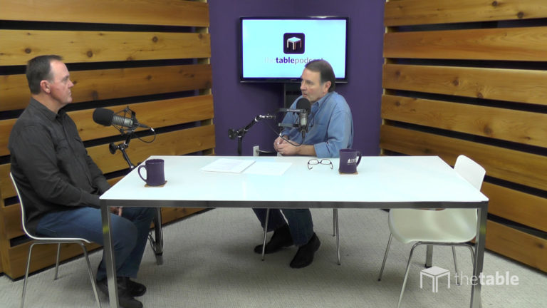 Guest speakers recording The Table podcast